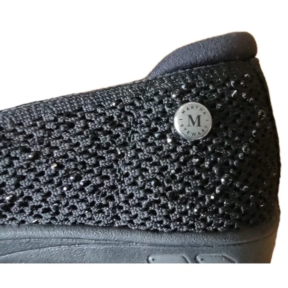 Martha Stewart x Skechers Pier-Lite Reflection Black Sparkle Wedge 8 158705 LNW